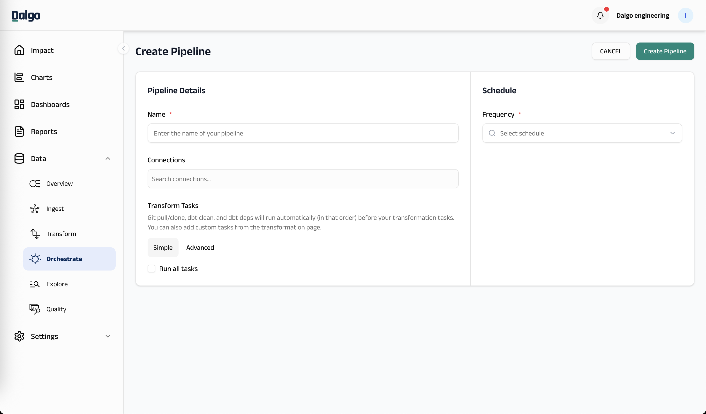 Create pipeline