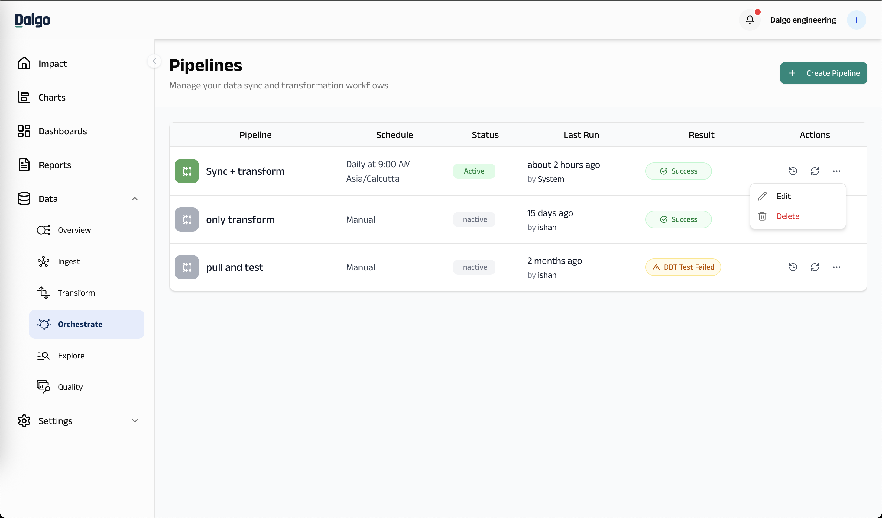 Pipeline list